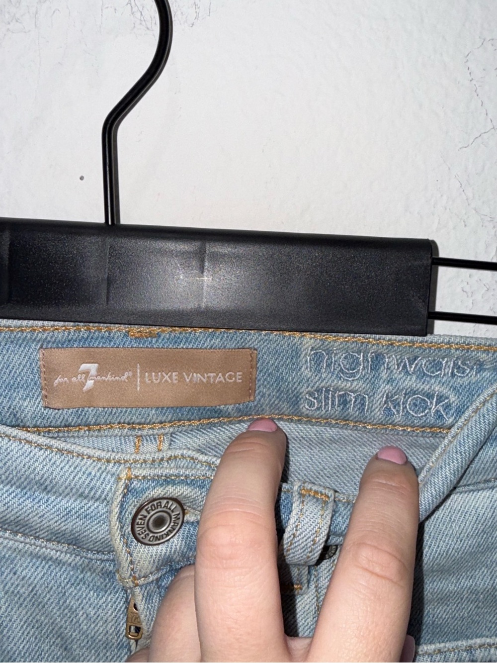 7 For All Mankind High Rise Slim Kick Crop Jeans Light Wash 26 Anthropologie - Picture 6 of 8